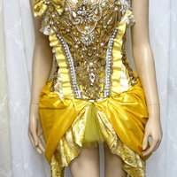 Beauty and the Beast Princess Belle Corset Costume Cosplay Dance Rave Bra Wear Halloween Burlesque Show Girl - Thumbnail 1