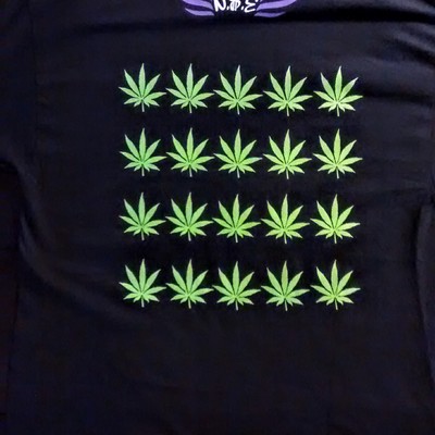 420 (black,limegreen,white&violetpurple) leaflag shirt.
