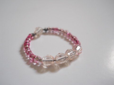 Four Pink Bead Ring