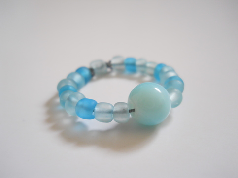 Frosty Blue Ice Bead Ring
