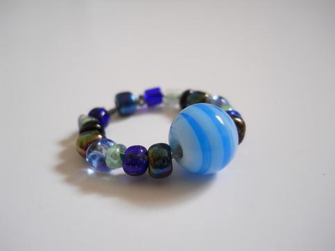 Blue Swirl Bead Ring