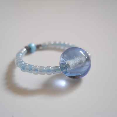 Baby blue bead ring