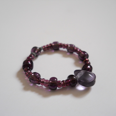 Violet tear drop bead ring