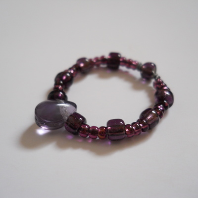 Violet tear drop bead ring