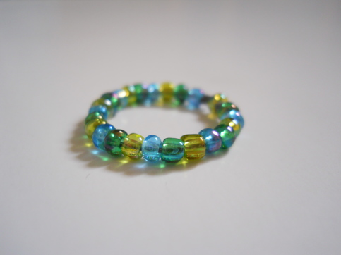 Blue, Green and Yellow Bead Ring