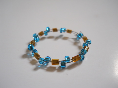 Aqua Yellow Bead Ring 