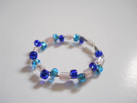 Light and Dark Blue Bead Ring