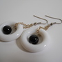 White Ring and Black Bead Earrings - Thumbnail 1