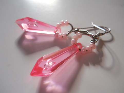 Pink Teardrop Bead Earrings