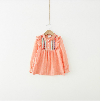Embroidered ruffle peach top  