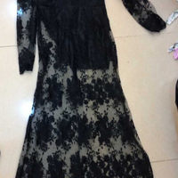 Womens Elegant Lace Floral Sheer Backless Dress - Thumbnail 1