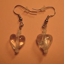 Clear <3 Lampwork Glass Earrings