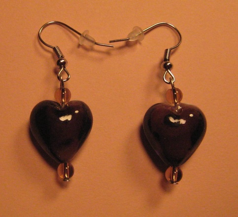 Purple <3 Lampwork Glass Earrings