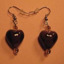 Purple <3 Lampwork Glass Earrings