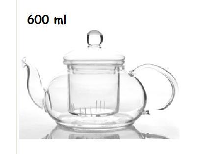 600ml Clear Glass Heat Resistant Infuser Teapot Nice for Flower/Green Tea Pot