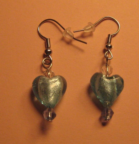 Teal <3 Lampwork Glass Earrings