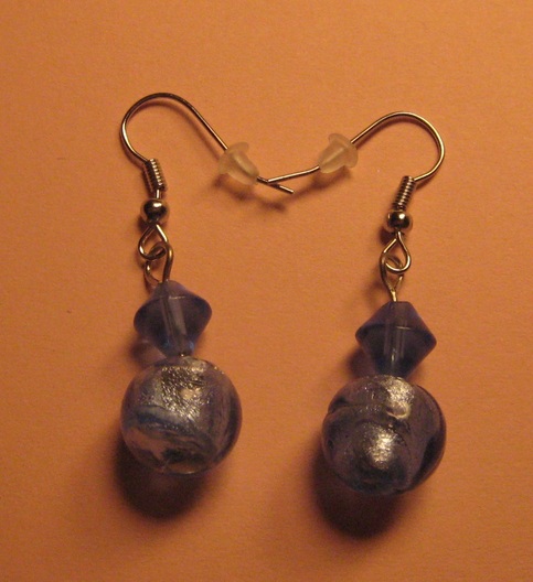 Blue Foiled Glass Earrings
