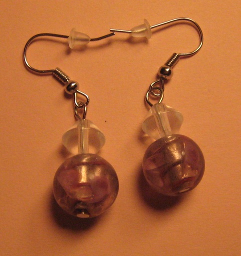 Pink Swirls Crackle Glass Earrings