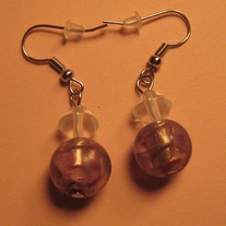 Pink Swirls Crackle Glass Earrings