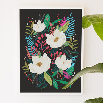 The Garden of Alice, flower, floral, blossom, illustration, trendy, art print