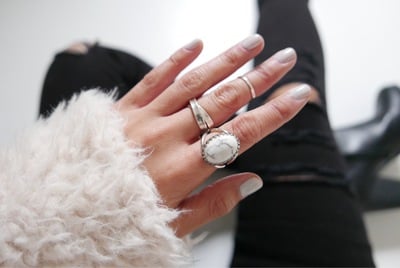 Medium White Howlite Ring