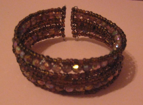 Brown Seed Bead Cuff