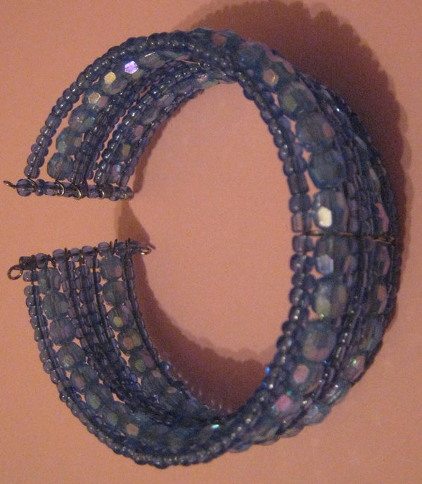 Blue Seed Bead Cuff