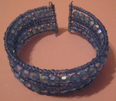 Blue Seed Bead Cuff