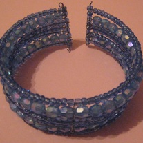 Blue Seed Bead Cuff