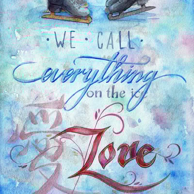 Original - everything on the ice - watercolor