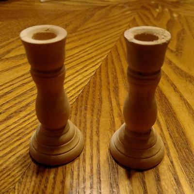 Candle holder - mini wood set of 2