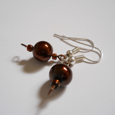 Brown coffee bead earrings