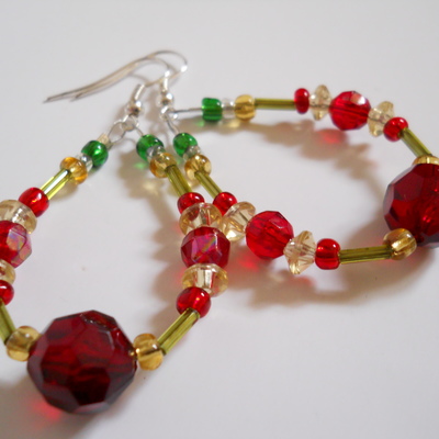 Cherry ball hoop earrings