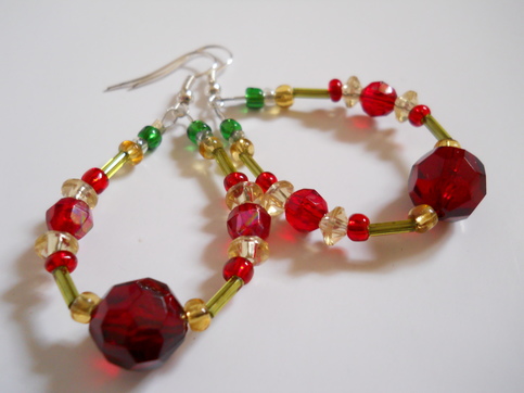 Cherry Ball Hoop Earrings