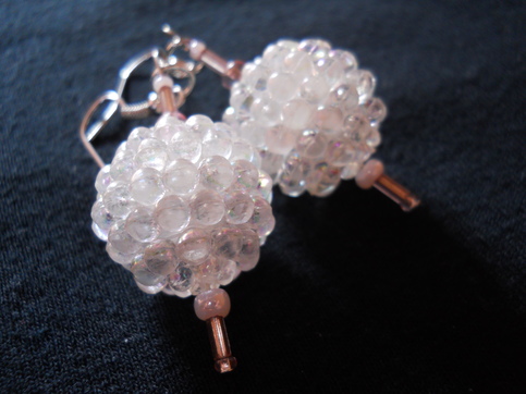 White Snowball Bead Earrings
