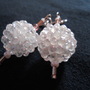White Snowball Bead Earrings - Thumbnail 1