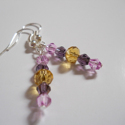 Citrine and wild orchid crystal bead earrings