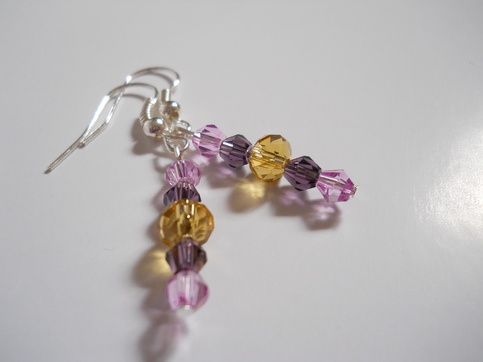 Citrine and Wild Orchid Crystal Bead Earrings