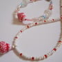 Red and White Daisy Bead Necklace and Bracelet-1