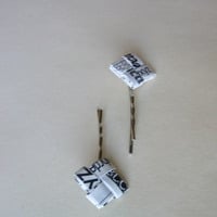 White & Black & Eco-Chic Alphabet Swoop Bobby Pins - S-T-Y-L-I-N-G - Thumbnail 1