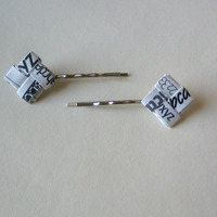 White & Black & Eco-Chic Alphabet Swoop Bobby Pins - S-T-Y-L-I-N-G - Thumbnail 3