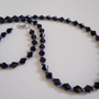 Jet Black and Blue Bead Necklace and Bracelet - Thumbnail 2