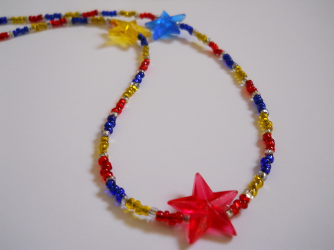 Red, Yellow and Blue Star Bead Necklace