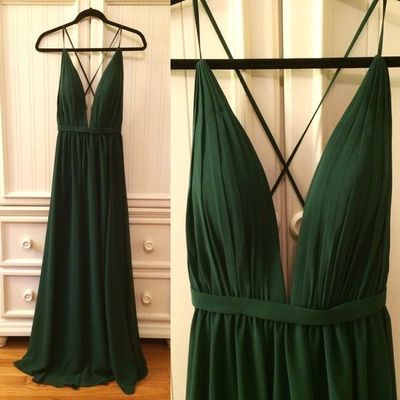 Dark green backless long prom dress ,dark green evening dresses - Thumbnail 4