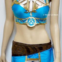 Breath of the Wild Legend of Zelda Bra Costume Cosplay Dance Costume Rave Bra Rave Wear Halloween Burlesque Show Girl - Thumbnail 1