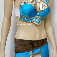 Breath of the Wild Legend of Zelda Bra Costume Cosplay Dance Costume Rave Bra Rave Wear Halloween Burlesque Show Girl - Thumbnail 2