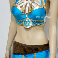 Breath of the Wild Legend of Zelda Bra Costume Cosplay Dance Costume Rave Bra Rave Wear Halloween Burlesque Show Girl - Thumbnail 3