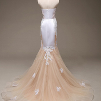 Beautiful Prom Dress,White Trumpet/Mermaid Sweetheart Floor-length Tulle Long Evening Dress MK0851 - Thumbnail 1