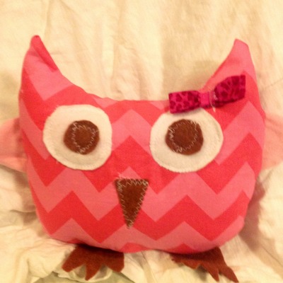 Pink chevron owl stuffie