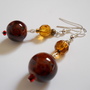 Mahogany and Amber Bead Earrings - Thumbnail 1